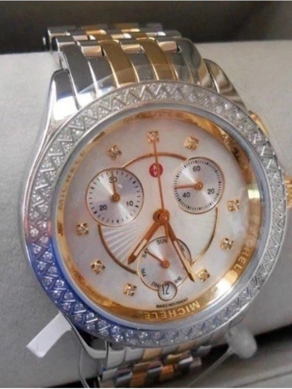 Two-Tone Michele Belmore Watch - Gold & Silver